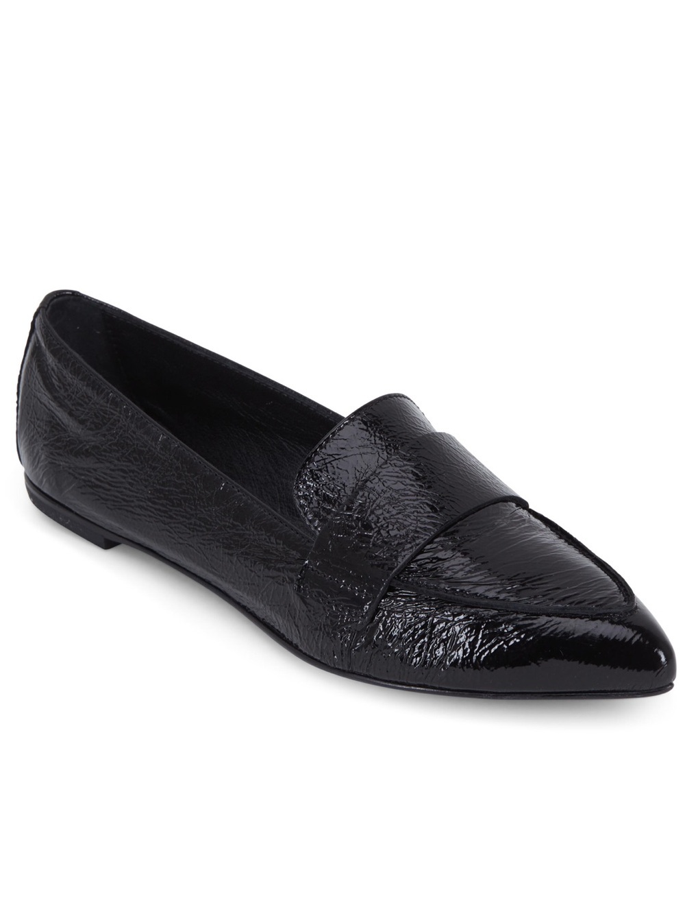 Women’s AGL black crinkle patent pointed toe loafers- Size 37.5
